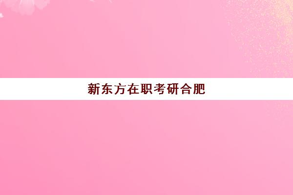 新东方在职考研合肥(合肥新东方考研培训地址)