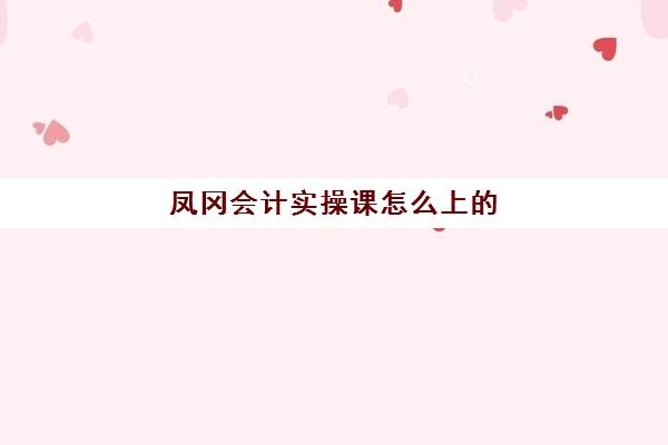 凤冈会计实操课怎么上的(怀化会计培训哪家好)