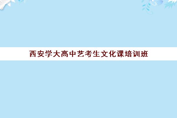 西安学大高中艺考生文化课培训班(西安十大艺考培训机构)