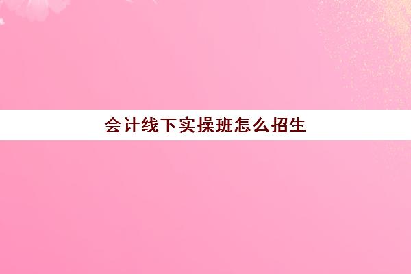 会计线下实操班怎么招生(线下会计培训班哪个机构比较好)