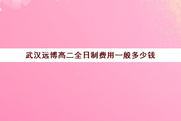 武汉远博高二全日制费用一般多少钱(武汉高三全日制的培训机构有哪些)