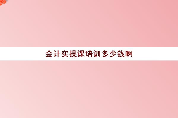 会计实操课培训多少钱啊(报会计培训班费用一般要多少)