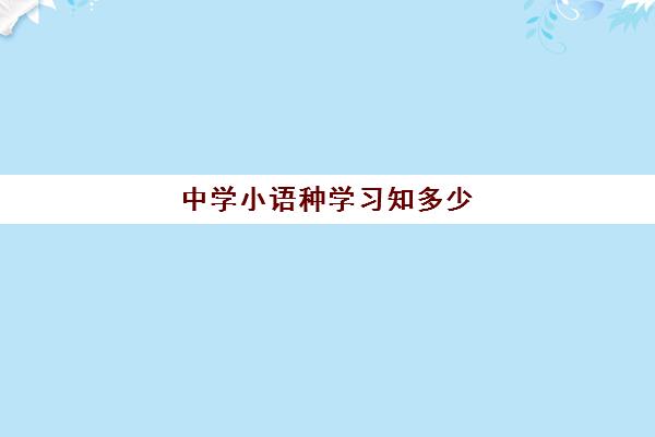 中学小语种学习知多少