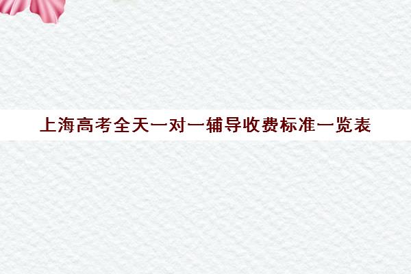 上海高考全天一对一辅导收费标准一览表(上海高考补课机构排名)