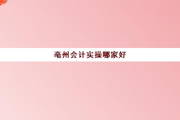 亳州会计实操哪家好(好会计)