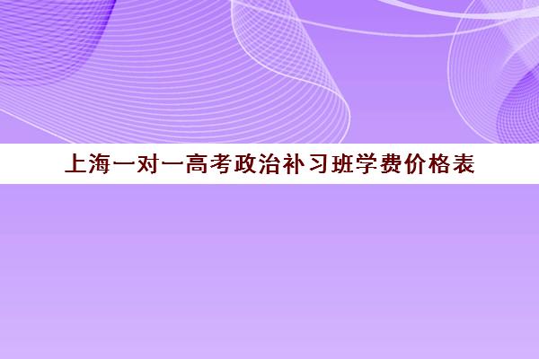 上海一对一高考政治补习班学费价格表