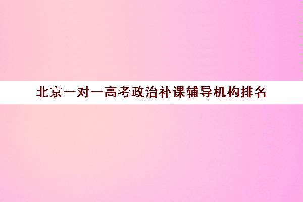 北京一对一高考政治补课辅导机构排名