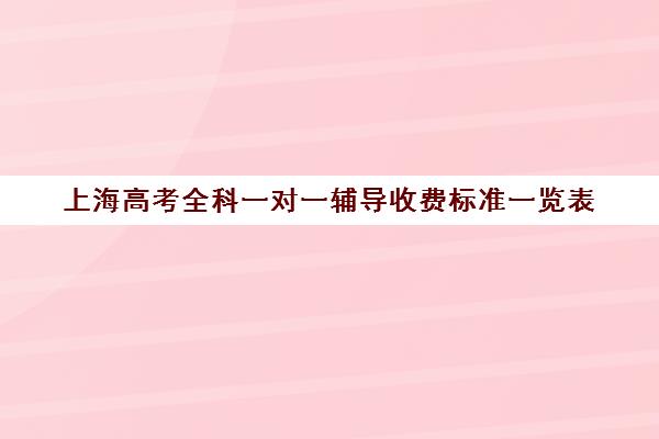 上海高考全科一对一辅导收费标准一览表(上海高中一对一补课多少钱一小时)