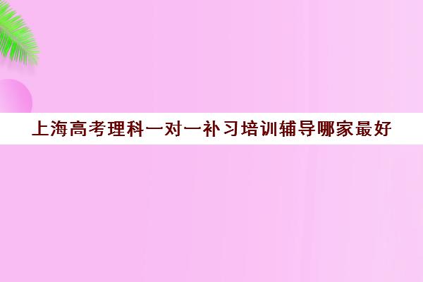 上海高考理科一对一补习培训辅导哪家最好