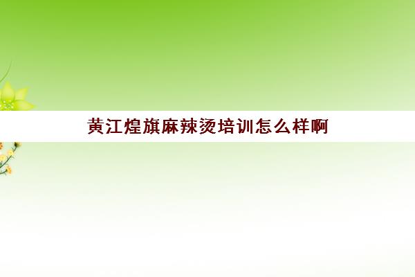 黄江煌旗麻辣烫培训怎么样啊(麻辣烫培训班哪里靠谱)