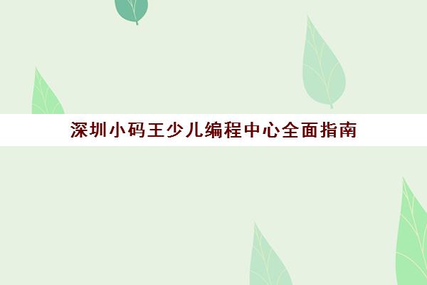 深圳小码王少儿编程中心全面指南