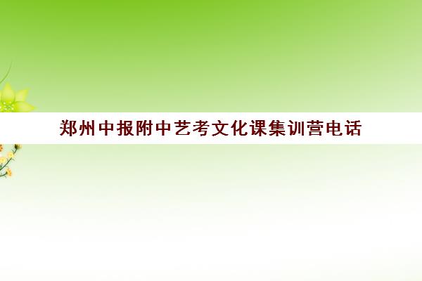 郑州中报附中艺考文化课集训营电话(郑州艺考生文化课辅导哪家好)