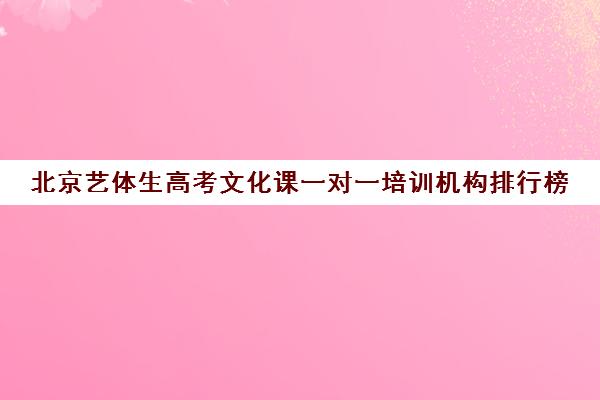 北京艺体生高考文化课一对一培训机构排行榜(高考艺考文化课集训机构)