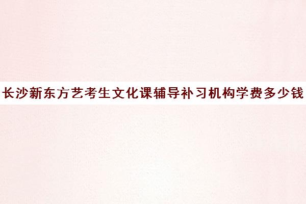 长沙新东方艺考生文化课辅导补习机构学费多少钱