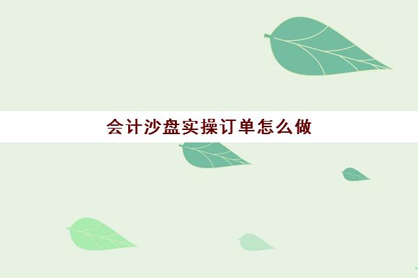 会计沙盘实操订单怎么做(erp教学零基础入门)