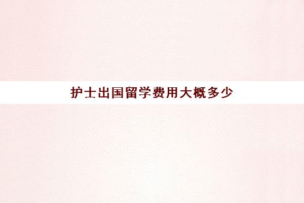 护士出国留学费用大概多少(出国留学条件)