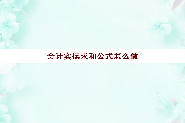 会计实操求和公式怎么做(求和公式怎么计算)