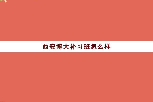 西安博大补习班怎么样