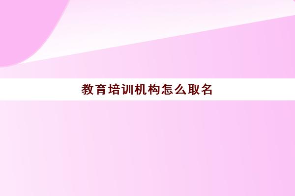 教育培训机构怎么取名(培训机构大气的名字)