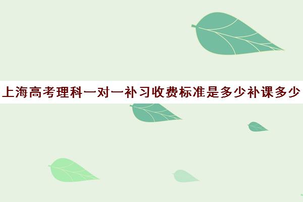 上海高考理科一对一补习收费标准是多少补课多少钱一小时