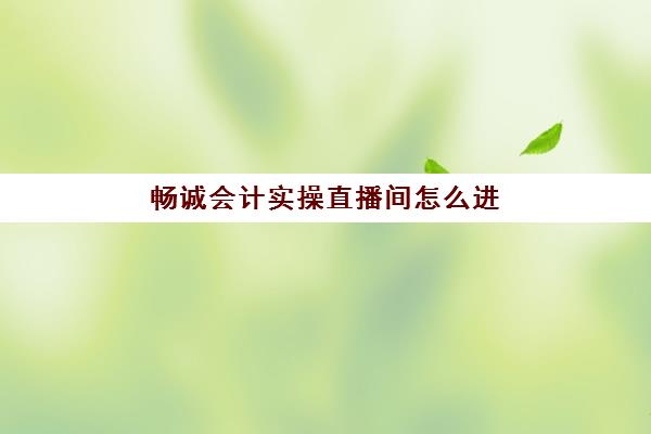 畅诚会计实操直播间怎么进(好会计畅捷通官网)