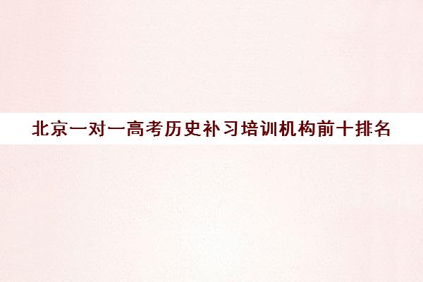 北京一对一高考历史补习培训机构前十排名