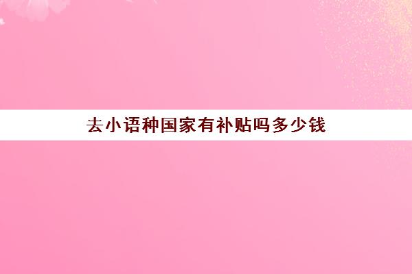 去小语种国家有补贴吗多少钱(小语种有什么优势)