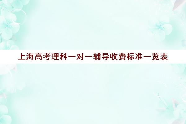 上海高考理科一对一辅导收费标准一览表(上海高考补课机构排名)