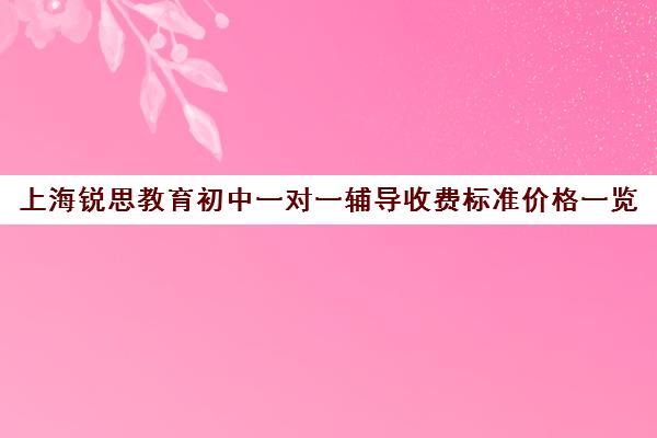 上海锐思教育初中一对一辅导收费标准价格一览（锐思教育官网）