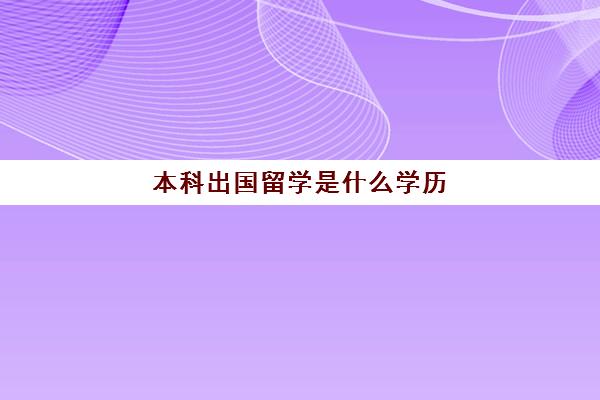 本科出国留学是什么学历(本科毕业出国留学条件)