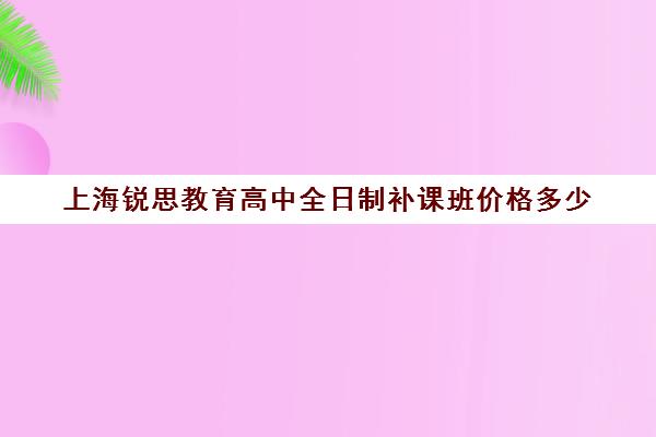 上海锐思教育高中全日制补课班价格多少（上海高中一对一补课多少钱一小时）