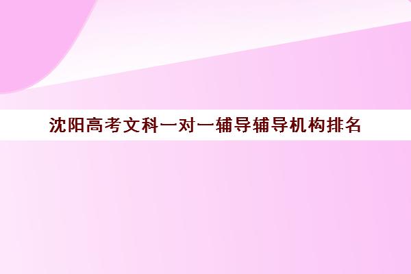 沈阳高考文科一对一辅导辅导机构排名(沈阳一对一补课多少钱)