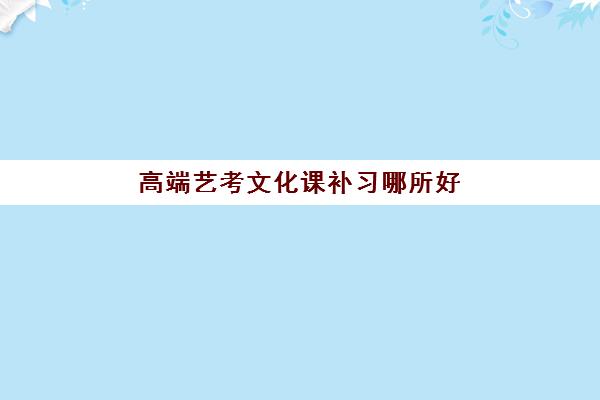 高端艺考文化课补习哪所好