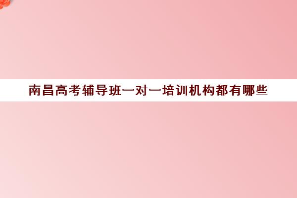 南昌高考辅导班一对一培训机构都有哪些(南昌高中补课机构有哪些)