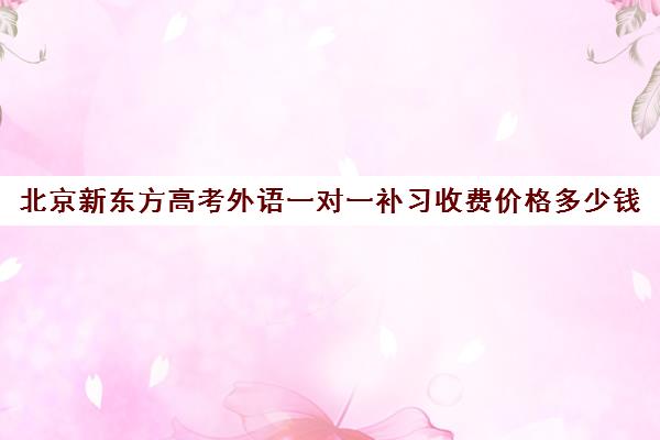 北京新东方高考外语一对一补习收费价格多少钱