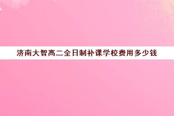 济南大智高二全日制补课学校费用多少钱(济南万智学费多少钱)