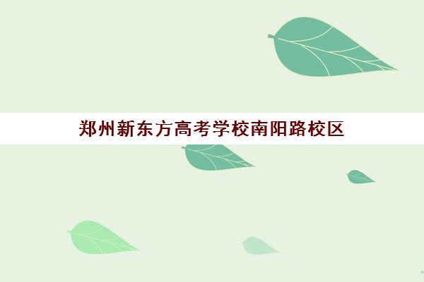 郑州新东方高考学校南阳路校区(郑州新东方学校地址在哪里)