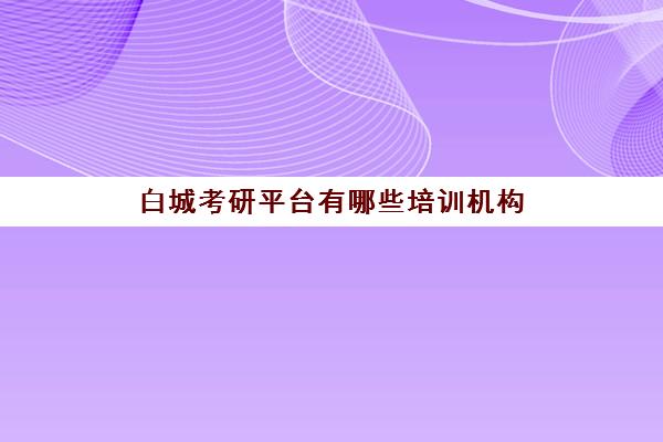 白城考研平台有哪些培训机构(2024白城市考研现场确认时间)