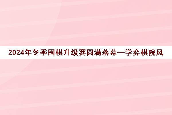 2024年冬季围棋升级赛圆满落幕—学弈棋院风采展