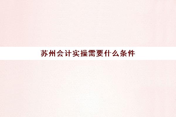 苏州会计实操需要什么条件(苏州学会计哪里比较好)