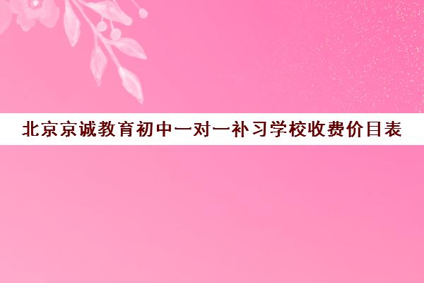 北京京诚教育初中一对一补习学校收费价目表