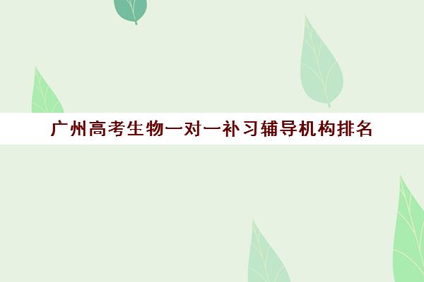 广州高考生物一对一补习辅导机构排名