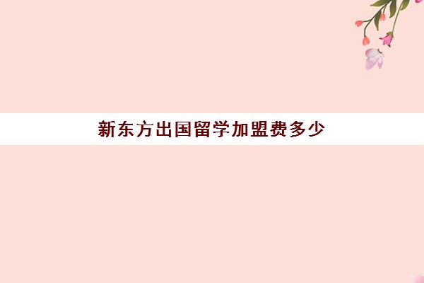 新东方出国留学加盟费多少(新东方教育加盟条件和费用)