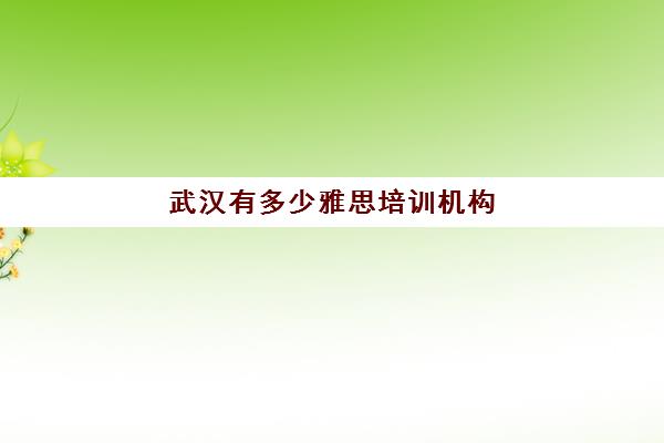 武汉有多少雅思培训机构(全国十大雅思培训排名)