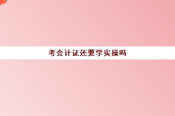 考会计证还要学实操吗(无学历可以考会计证吗)