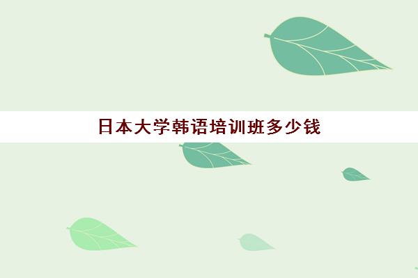 日本大学韩语培训班多少钱(怎样学韩语)