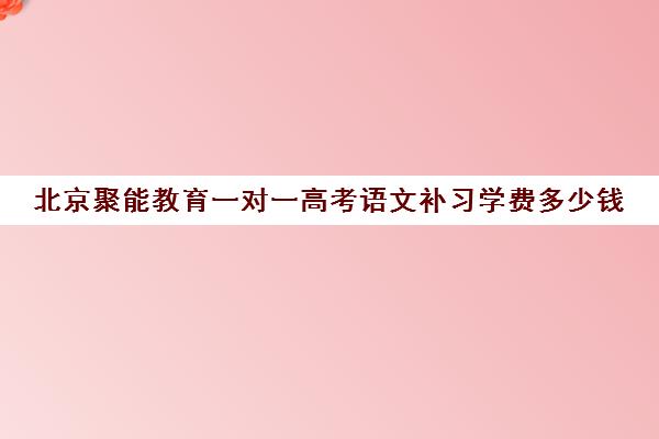 北京聚能教育一对一高考语文补习学费多少钱