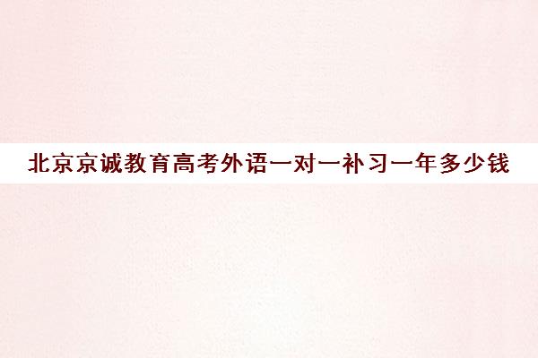 北京京诚教育高考外语一对一补习一年多少钱