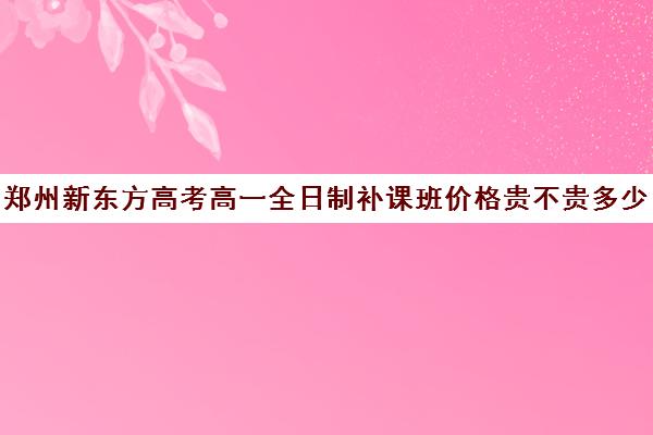 郑州新东方高考高一全日制补课班价格贵不贵多少钱一年(新东方高考复读班价格)