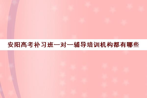 安阳高考补习班一对一辅导培训机构都有哪些